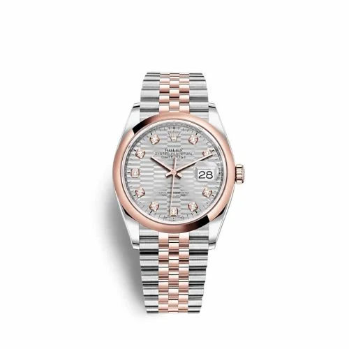 Rolex Datejust 36 Stainless Steel / Everose / Domed / Silver - Fluted - Diamond / Jubilee 126201-0039
