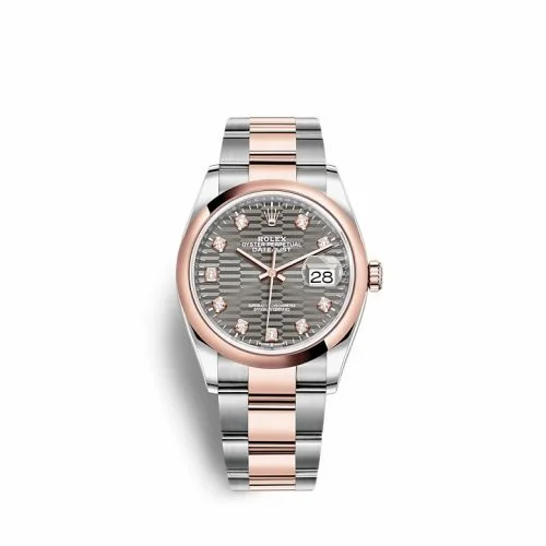 Rolex Datejust 36 Stainless Steel / Everose / Domed / Slate - Fluted - Diamond / Oyster 126201-0042