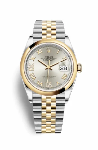 Rolex Datejust 36 Stainless Steel / Yellow Gold / Smooth / Silver Roman Diamond / Jubilee 126203-0031