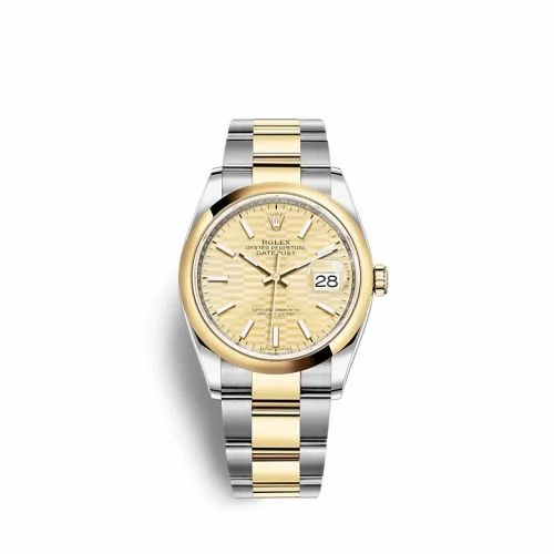 Rolex Datejust 36 Stainless Steel / Yellow Gold / Smooth / Golden - Fluted / Oyster 126203-0040