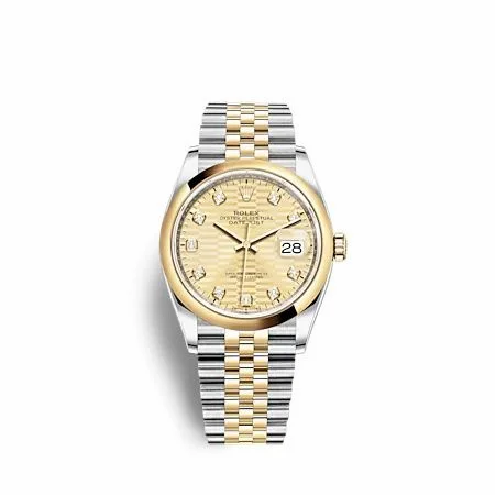 Rolex Datejust 36 Stainless Steel - Yellow Gold - Domed / Champagne - Fluted - Diamond / Jubilee 126203-0045