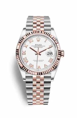 Rolex Datejust 36 Stainless Steel / Everose / Fluted / White Roman / Jubilee 126231-0015