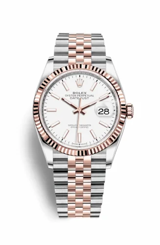 Rolex Datejust 36 Stainless Steel / Everose / Fluted / White / Jubilee 126231-0017