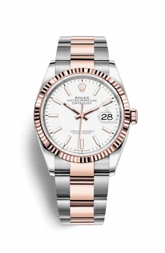 Rolex Datejust 36 Stainless Steel / Everose / Fluted / White / Oyster 126231-0018