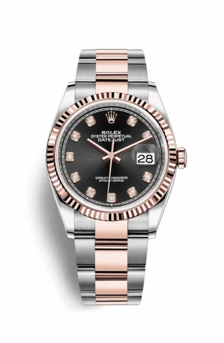 Rolex Datejust 36 Stainless Steel / Everose / Fluted / Black Diamond / Oyster 126231-0020
