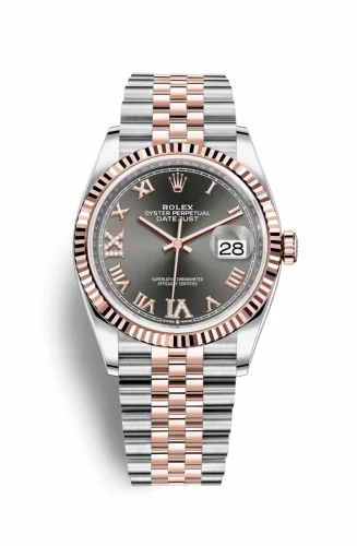 Rolex Datejust 36 Stainless Steel / Everose / Fluted / Slate Roman Diamond / Jubilee 126231-0023