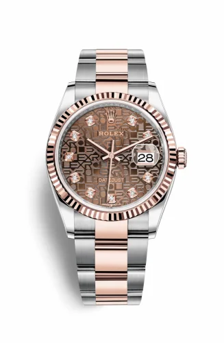 Rolex Datejust 36 Stainless Steel / Everose / Fluted / Chocolate Computer / Oyster 126231-0026