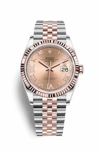 Rolex Datejust 36 Stainless Steel / Everose / Fluted / Rose Roman Diamond / Jubilee 126231-0027