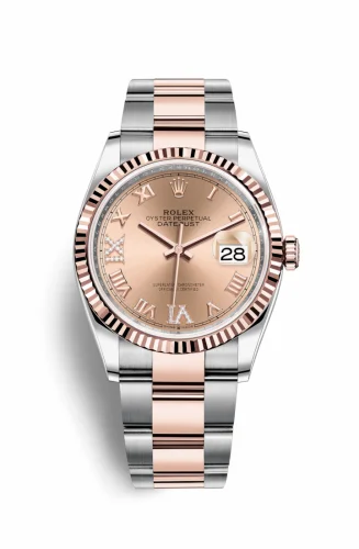 Rolex Datejust 36 Stainless Steel / Everose / Fluted / Rose Roman Diamond / Oyster 126231-0028