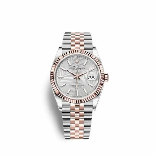 Rolex Datejust 36 Stainless Steel / Everose / Fluted / Silver - Palm / Jubilee 126231-0031