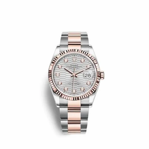 Rolex Datejust 36 Stainless Steel / Everose / Fluted / Silver - Fluted - Diamond / Oyster 126231-0040