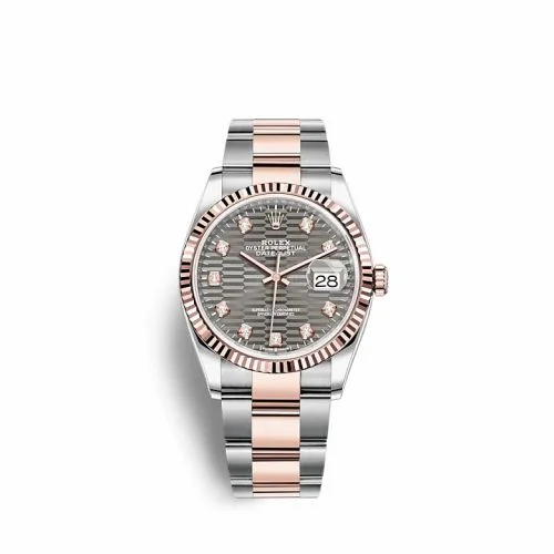 Rolex Datejust 36 Stainless Steel / Everose / Fluted / Slate - Fluted - Diamond / Oyster 126231-0042
