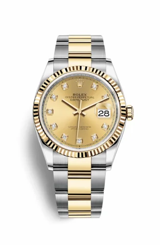 Rolex Datejust 36 Stainless Steel / Yellow Gold / Fluted / Champagne Diamond / Oyster 126233-0018