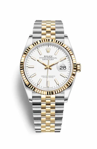 Rolex Datejust 36 Stainless Steel / Yellow Gold / Fluted / White / Jubilee 126233-0019