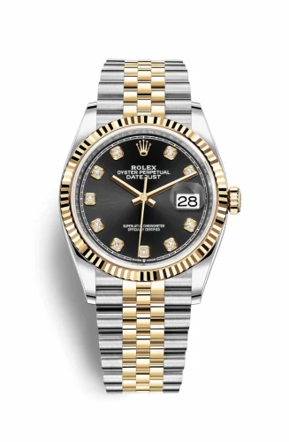 Rolex Datejust 36 Stainless Steel / Yellow Gold / Fluted / Black Diamond / Jubilee 126233-0021