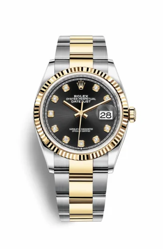 Rolex Datejust 36 Stainless Steel / Yellow Gold / Fluted / Black Diamond / Oyster 126233-0022