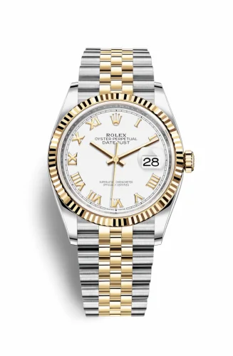 Rolex Datejust 36 Stainless Steel / Yellow Gold / Fluted / White Roman / Jubilee 126233-0029