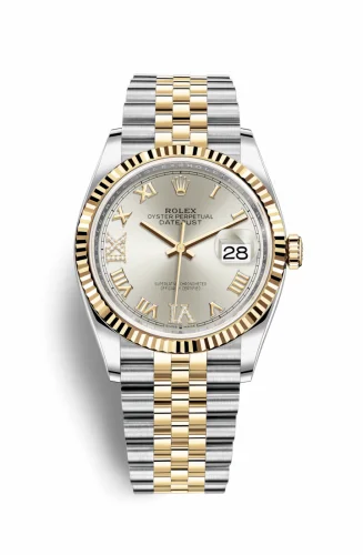 Rolex Datejust 36 Stainless Steel / Yellow Gold / Fluted / Silver Roman Diamond / Jubilee 126233-0031