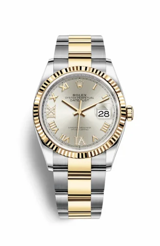 Rolex Datejust 36 Stainless Steel / Yellow Gold / Fluted / Silver Roman Diamond / Oyster 126233-0032