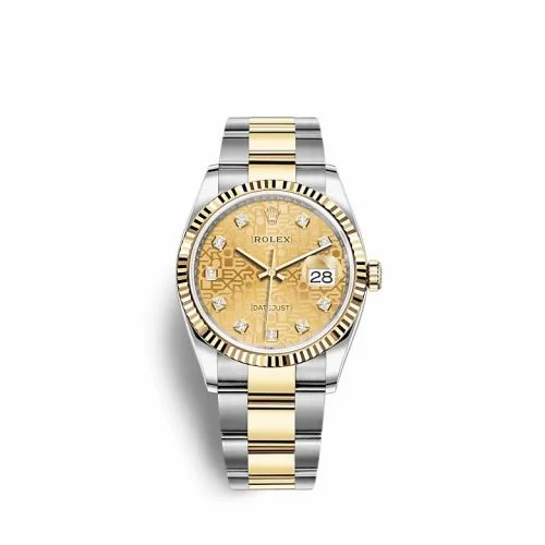 Rolex Datejust 36 Stainless Steel / Yellow Gold / Fluted / Champagne Computer / Oyster 126233-0034