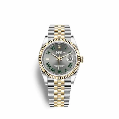 Rolex Datejust 36 Stainless Steel / Yellow Gold / Fluted / Slate - Roman / Jubilee 126233-0035