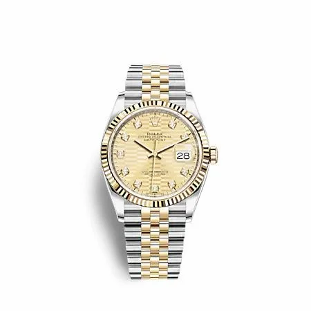 Rolex Datejust 36 Stainless Steel - Yellow Gold - Fluted / Champagne - Fluted - Diamond / Jubilee 126233-0045