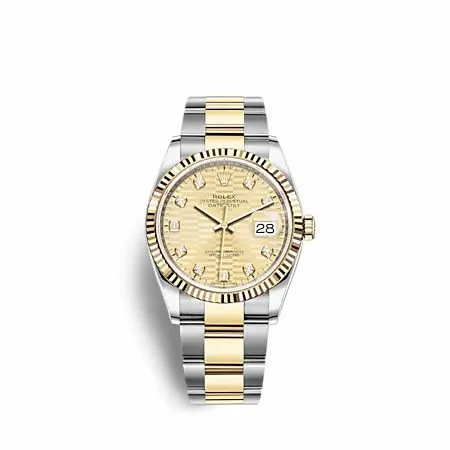 Rolex Datejust 36 Stainless Steel - Yellow Gold - Fluted / Champagne - Fluted - Diamond / Oyster 126233-0046