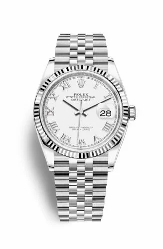 Rolex Datejust 36 Stainless Steel / Fluted / White Roman / Jubilee 126234-0025