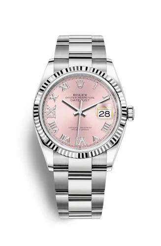 Rolex Datejust 36 Stainless Steel / Fluted / Pink Roman-Diamonds / Oyster 126234-0032