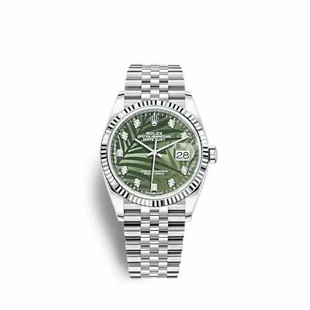 Rolex Datejust 36 Stainless Steel - Fluted / Green - Palm - Diamond / Jubilee 126234-0055