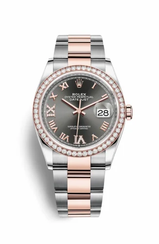 Rolex Datejust 36 Stainless Steel / Everose / Diamond / Slate Roman Diamond / Oyster 126281RBR-0012