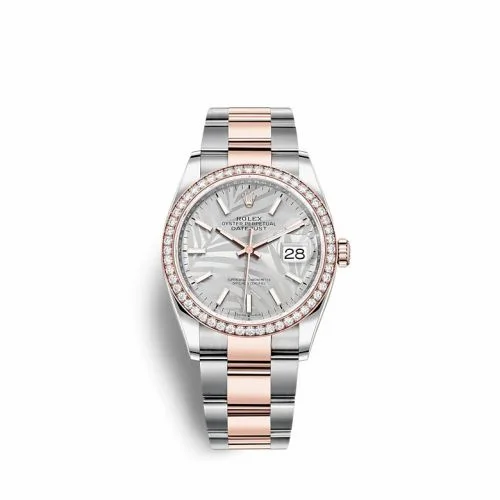 Rolex Datejust 36 Stainless Steel / Everose / Diamond / Silver - Palm / Oyster 126281RBR-0020