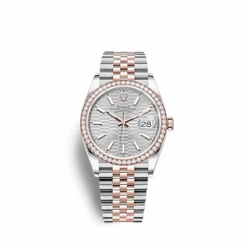 Rolex Datejust 36 Stainless Steel / Everose / Diamond / Silver - Fluted / Jubilee 126281RBR-0021
