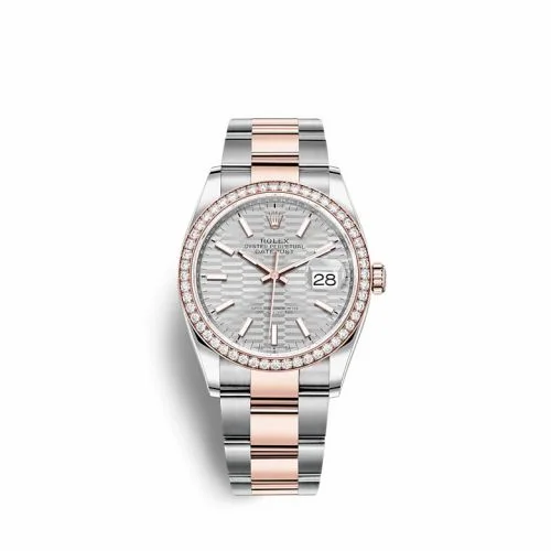 Rolex Datejust 36 Stainless Steel / Everose / Diamond / Silver - Fluted / Oyster 126281RBR-0022