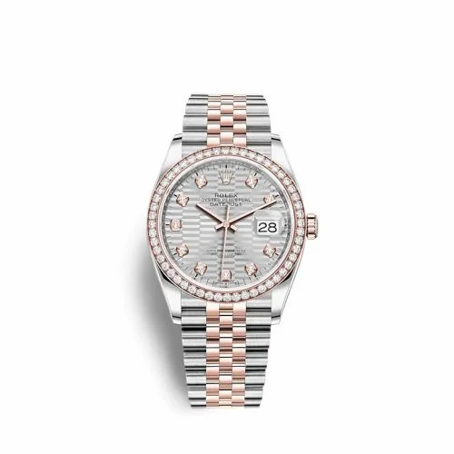 Rolex Datejust 36 Stainless Steel / Everose / Diamond / Silver - Fluted - Diamond / Jubilee 126281RBR-0027