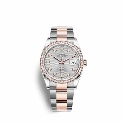 Rolex Datejust 36 Stainless Steel / Everose / Diamond / Silver - Fluted - Diamond / Oyster 126281RBR-0028