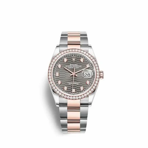 Rolex Datejust 36 Stainless Steel / Everose / Diamond / Slate - Fluted - Diamond / Oyster 126281RBR-0030