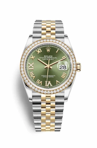 Rolex Datejust 36 Stainless Steel / Yellow Gold / Diamond / Olive Green Roman Diamond / Jubilee 126283RBR-0011