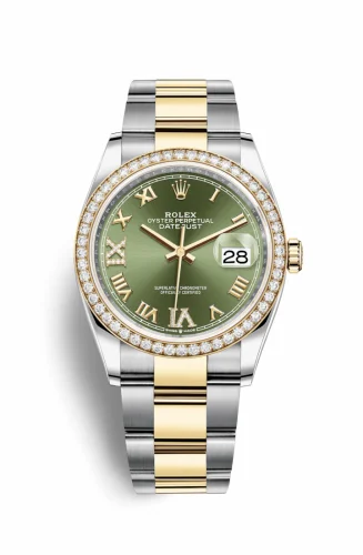 Rolex Datejust 36 Stainless Steel / Yellow Gold / Diamond / Olive Green Roman Diamond / Oyster 126283RBR-0012