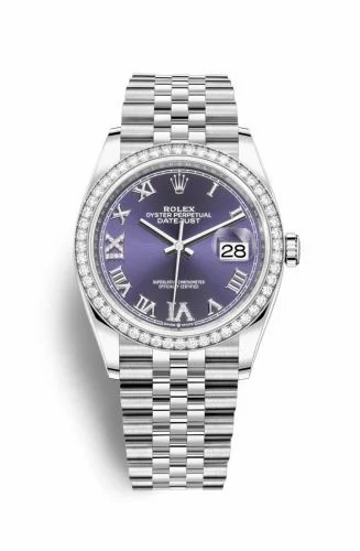 Rolex Datejust 36 Stainless Steel / Diamond / Aubergine Roman-Diamonds / Jubilee 126284RBR-0013