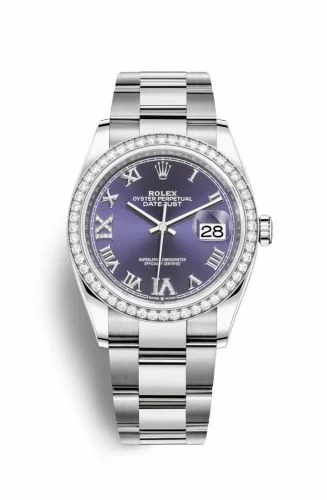 Rolex Datejust 36 Stainless Steel / Diamond / Aubergine Roman-Diamonds / Oyster 126284RBR-0014