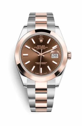 Rolex Datejust 41 Rolesor Everose Smooth / Oyster / Chocolate 126301-0001