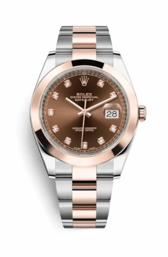 Rolex Datejust 41 Rolesor Everose Smooth / Oyster / Chocolate - Diamond 126301-0003