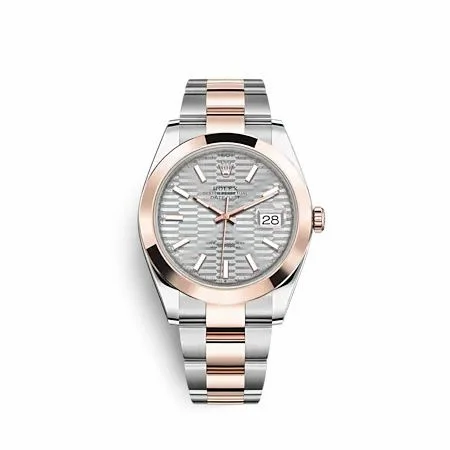 Rolex Datejust 41 Rolesor Everose - Smooth / Oyster / Silver - Fluted 126301-0017