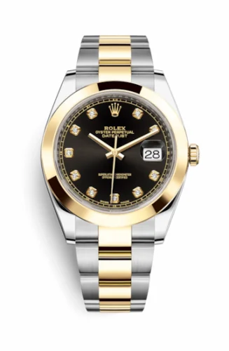 Rolex Datejust 41 Rolesor Yellow Smooth / Oyster / Black - Diamond 126303-0005