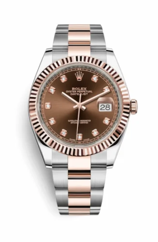 Rolex Datejust 41 Rolesor Everose Fluted / Oyster / Chocolate - Diamond 126331-0003
