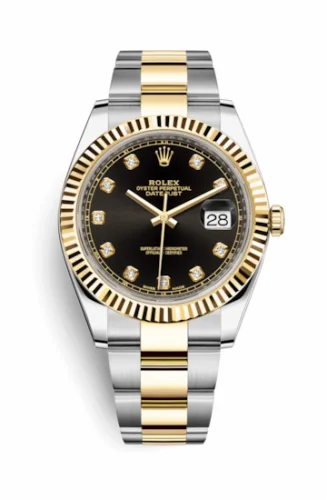 Rolex Datejust 41 Rolesor Yellow Fluted / Oyster / Black - Diamond 126333-0005