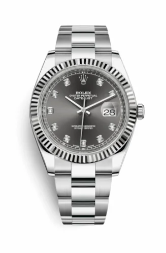 Rolex Datejust 41 Stainless Steel Fluted / Oyster / Dark Rhodium - Diamond 126334-0005