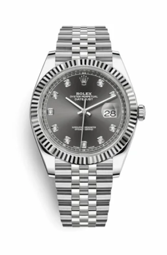 Rolex Datejust 41 Stainless Steel Fluted / Jubilee / Dark Rhodium - Diamond 126334-0006