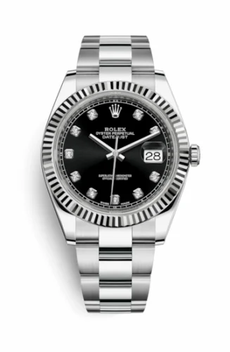 Rolex Datejust 41 Stainless Steel Fluted / Oyster / Black - Diamond 126334-0011